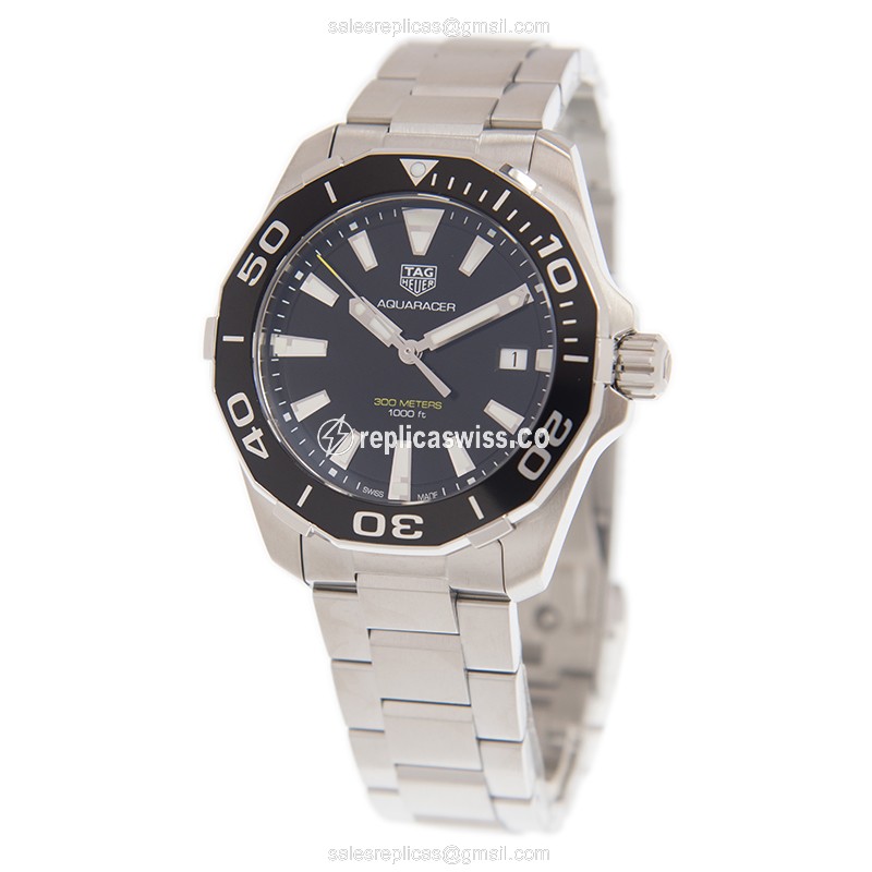 Tag Heuer AQUARACER Quartz - Black Dial - Steel Case - Silver Strap - View 3