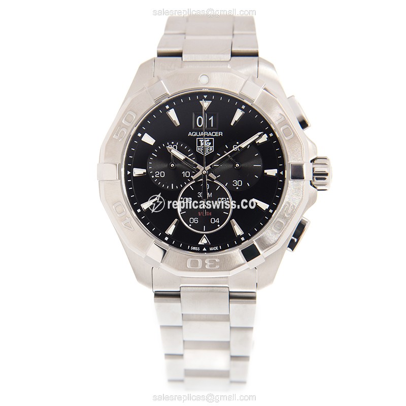 Tag Heuer AQUARACER Quartz - Black Dial - Silver Steel - Clasp - 40mm Case - View 2