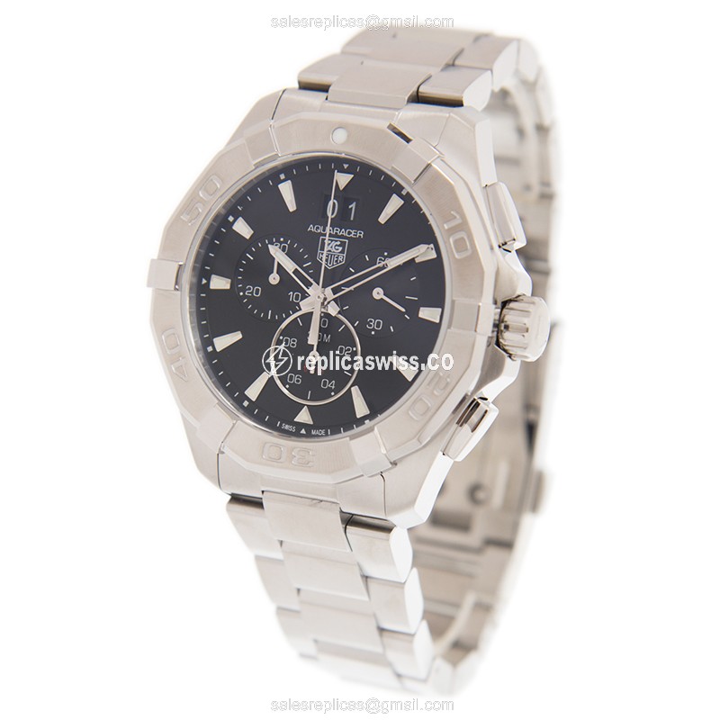 Tag Heuer AQUARACER Quartz - Black Dial - Silver Steel - Clasp - 40mm Case - View 3