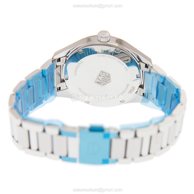 Tag Heuer Carrera Quartz Steel Blue Dial Silver Clasp Steel Strap - View 4