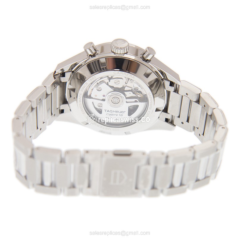 Tag Heuer CARRERA Replica - Automatic - Steel Case - Black Dial - Silver Strap - View 4