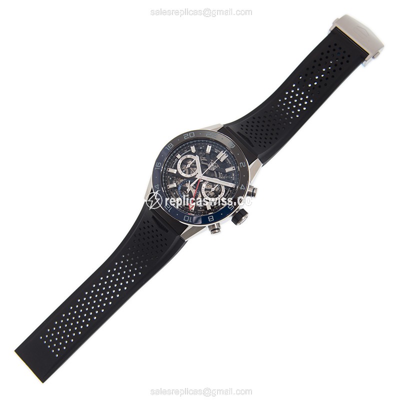 Tag Heuer CARRERA Replica - Automatic - Ceramic/Steel - Black Dial - Rubber Strap - View 2