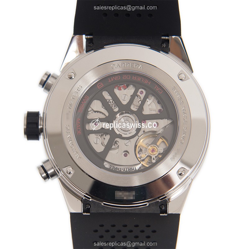 Tag Heuer CARRERA Replica - Automatic - Ceramic/Steel - Black Dial - Rubber Strap - View 3
