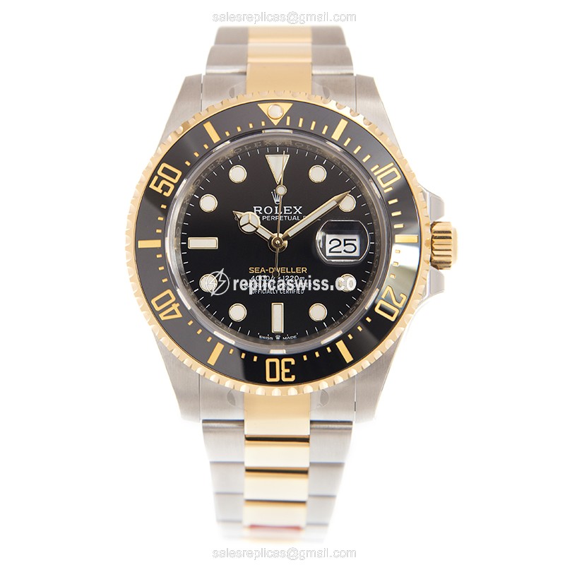 Rolex 126603-0001 Replica - Automatic - 18kt Gold & Steel - Black Dial, Gold Clasp - View 2