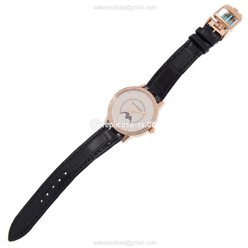 Jaeger-Lecoultre Q3572430 Replica - Automatic - Rose Gold - Diamond - White Dial - Black Alligator Strap - View 2