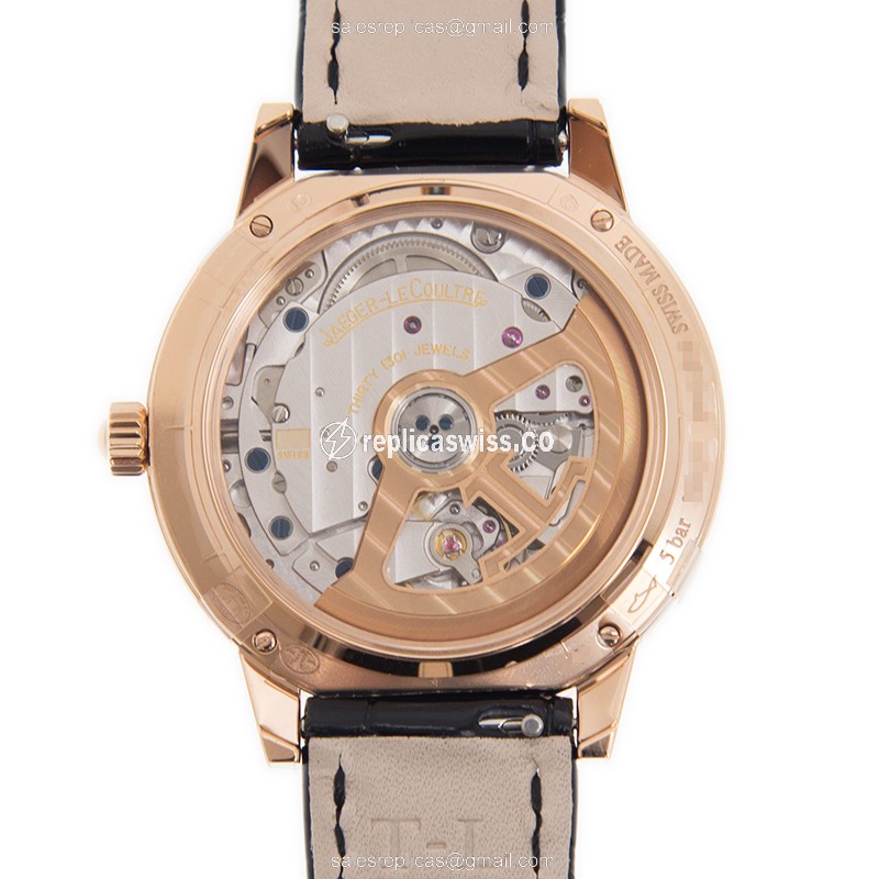 Jaeger-Lecoultre Q3572430 Replica - Automatic - Rose Gold - Diamond - White Dial - Black Alligator Strap - View 3