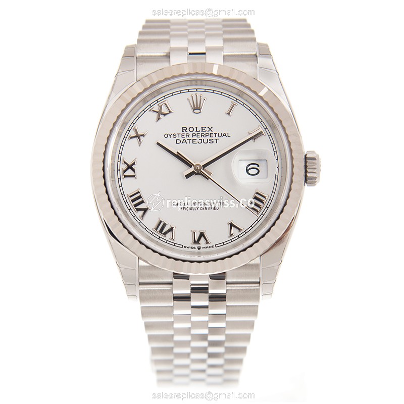 Rolex Datejust 126234-0025 Replica - Automatic - White Gold & Steel - Silver Dial - View 2