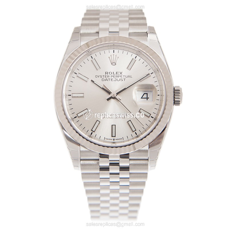 Rolex Datejust Replica - Automatic - White Gold & Steel - Silver Dial - View 2