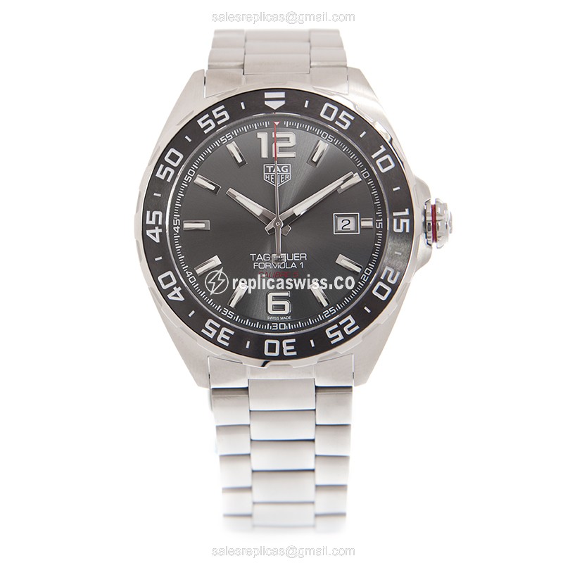Tag Heuer WAZ2011.BA0842 Formula 1 Automatic Steel Case - Gray Dial - Silver Strap - Clasp Clasp - View 2
