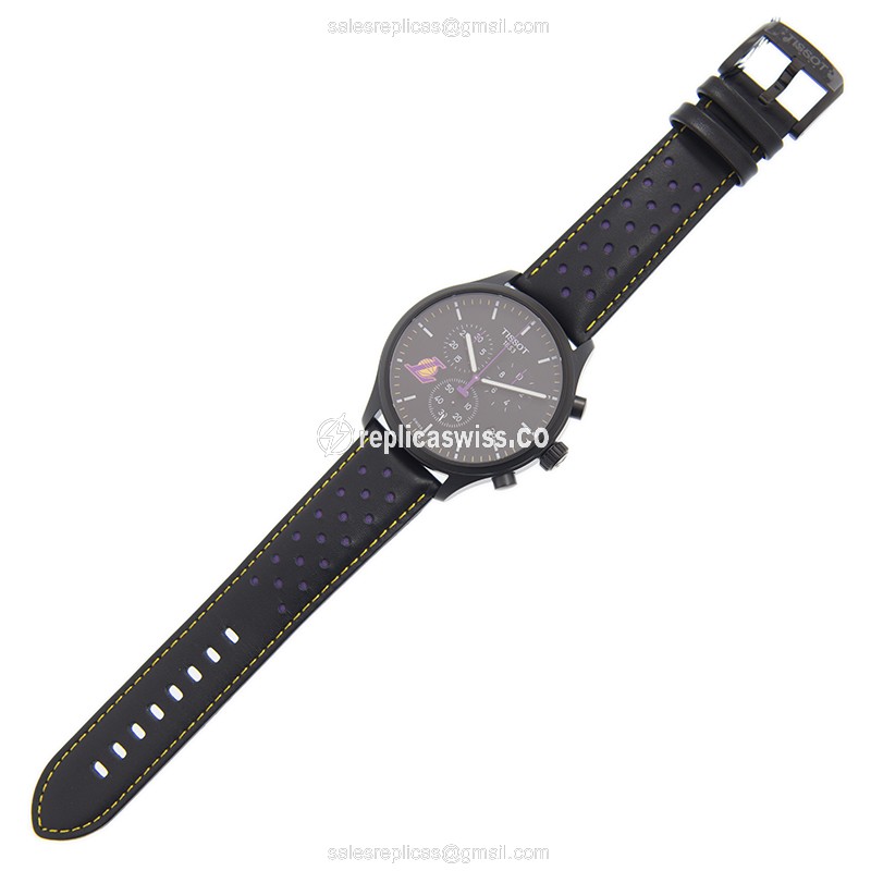 Tissot Chrono XL Quartz Steel Black Dial Leather Black Buckle Replica Watch - View 2