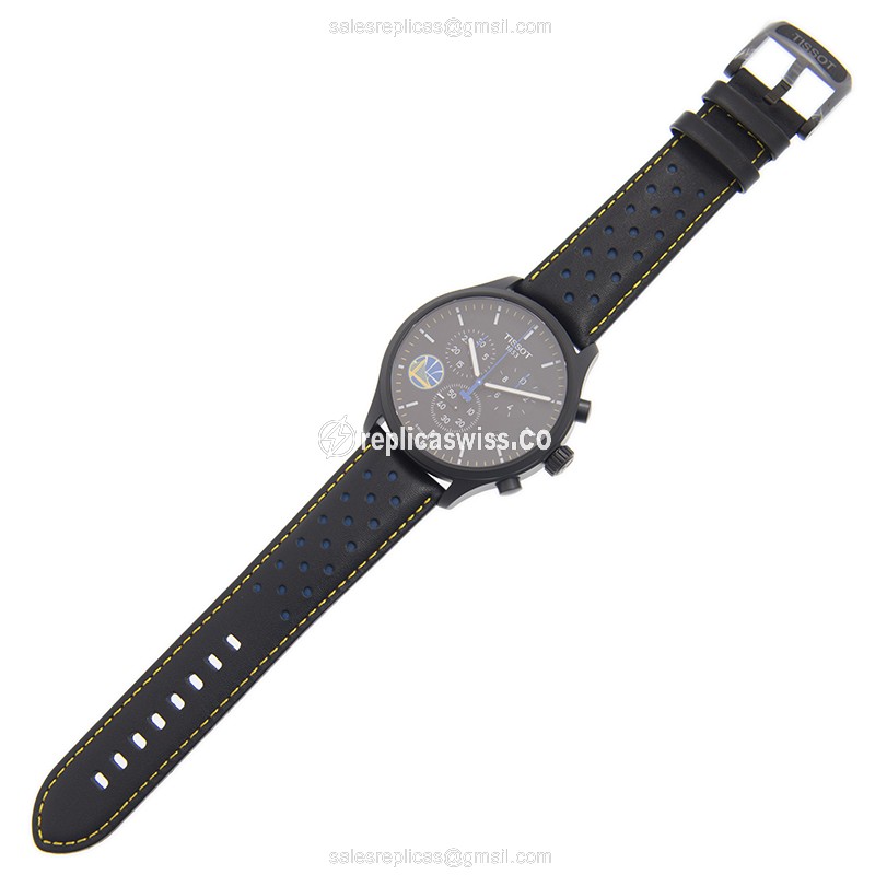 Chrono XL Replica - Tissot - Quartz - Steel Case - Black Dial - Leather Strap - Buckle Clasp - View 2