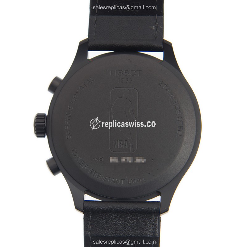 Watch Replica Tissot Chrono XL - Quartz - Black Steel Case - Leather Black Strap - View 3