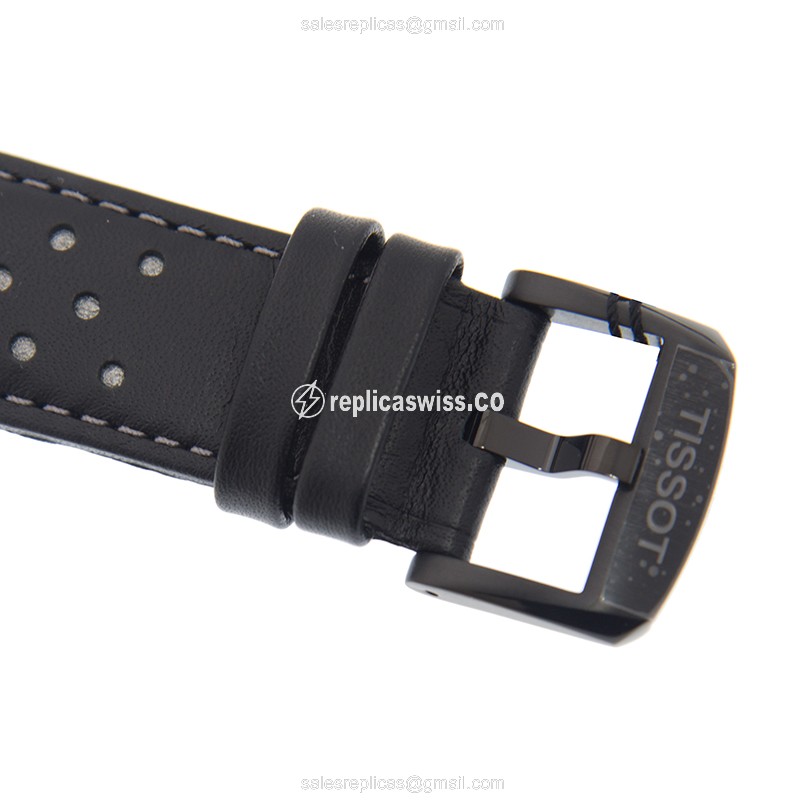 Watch Replica Tissot Chrono XL - Quartz - Black Steel Case - Leather Black Strap - View 4