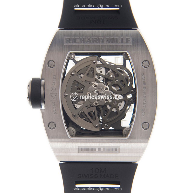 Richard Mille RM029-TI Replica - Automatic - Titanium Case - Black Dial - Rubber Strap - View 3