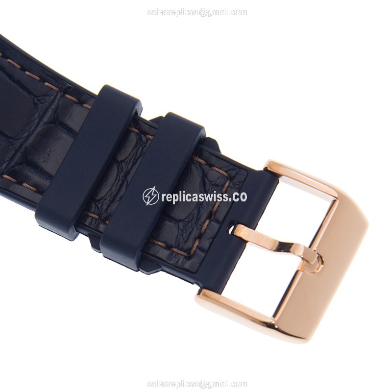Franck Muller V 45 SC DT Replica - Automatic - 18kt Rose Gold - Blue Dial, Leather Strap - View 4