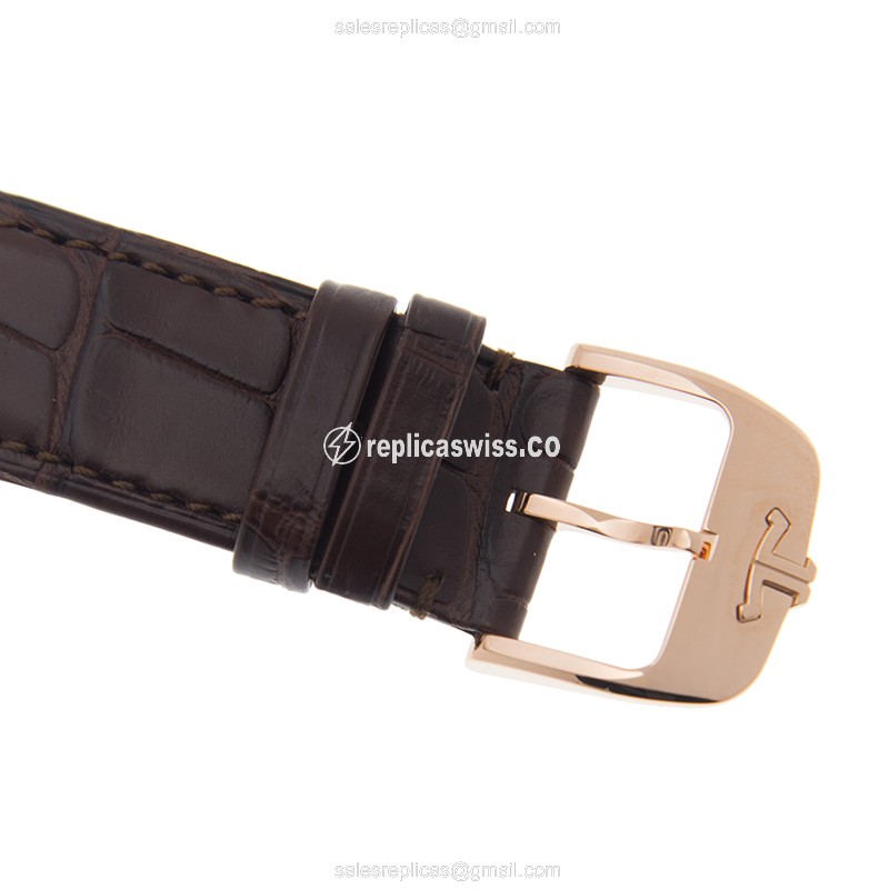 Jaeger-Lecoultre Q1232501 Replica - Ultra Thin - Automatic - 18kt Rose Gold - Beige Dial - Brown Leather Strap - View 4