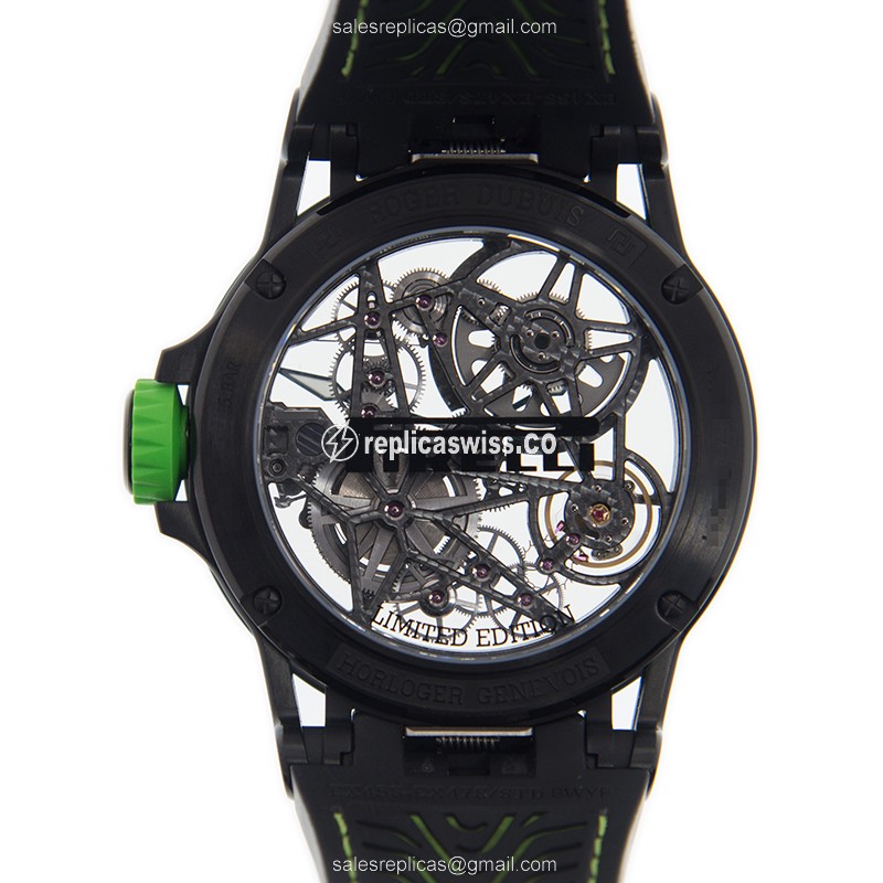 Roger Dubuis RDDBEX0706 EXCALIBUR - Automatic Titanium - Skull Dial - Black Rubber Strap - View 3