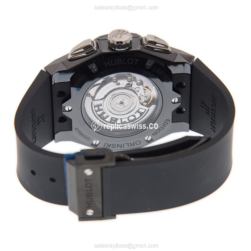 Hublot Classic Fusion Replica - Automatic - Ceramic Case - Black Dial - Rubber Strap - View 4