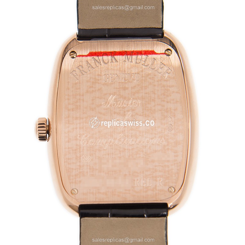 Franck Muller 3002 M QZ REL R 5N LADIES - Quartz - 18kt Gold Case - White Dial, Black Cowhide Strap - View 3