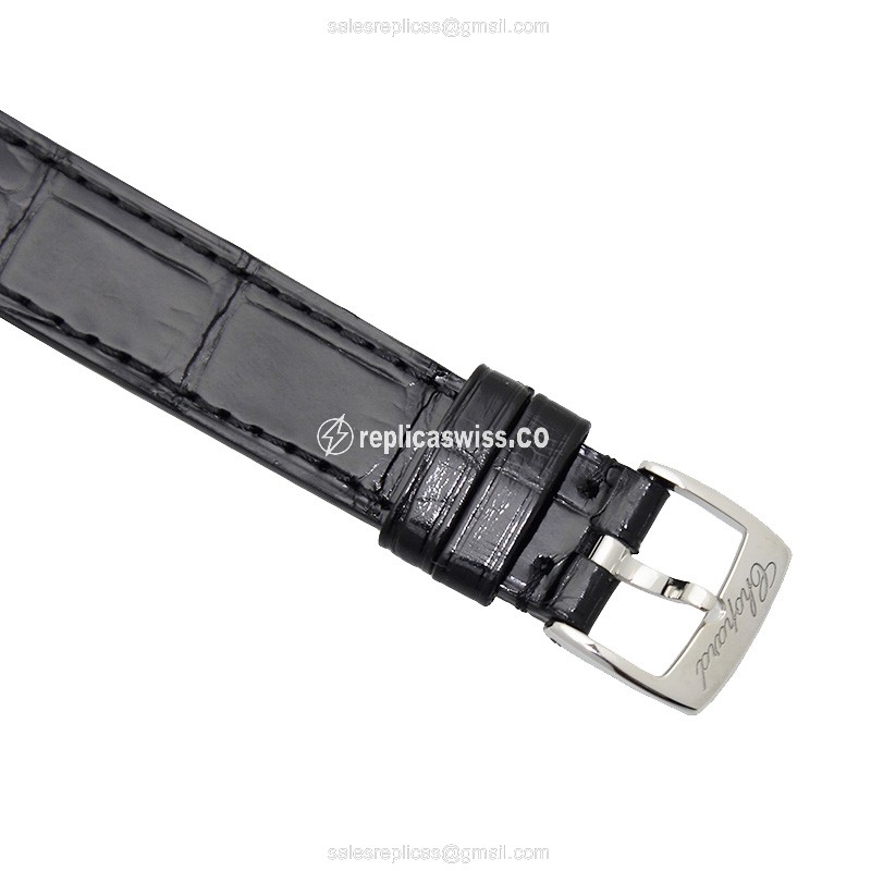 Chopard Happy Sport Replica - Automatic - 18kt Rose Gold & Steel - Silver Dial - Black Alligator Strap - View 4