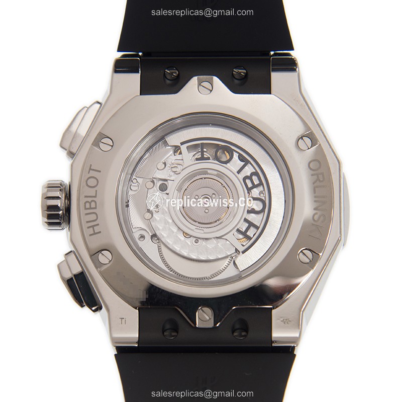 Hublot Classic Fusion Replica - Automatic - Titanium - Black Dial - Diamond - Rubber Strap - View 3