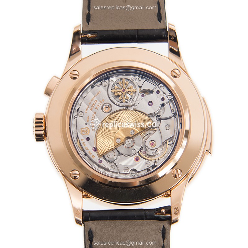Patek Philippe 5208R-001 Replica - Automatic - 18kt Rose Gold - Black Dial - Alligator Black Clasp - View 3