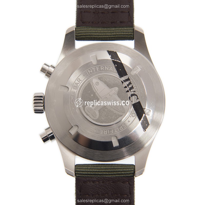 IWC PILOTS Replica - Automatic - Stainless Steel - Black Dial - Green Canvas Strap - View 3