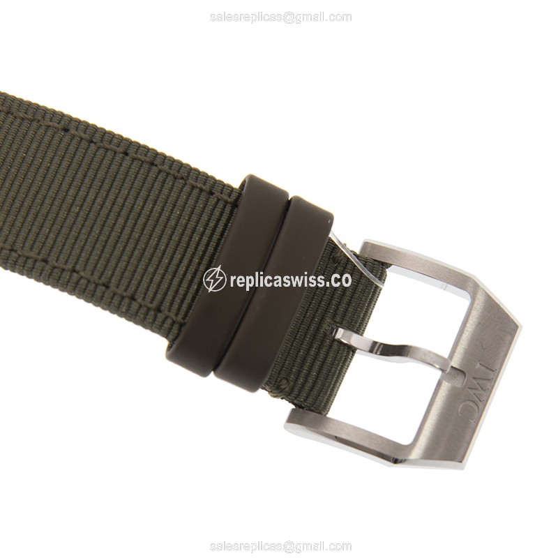 IWC PILOTS Replica - Automatic - Stainless Steel - Black Dial - Green Canvas Strap - View 4