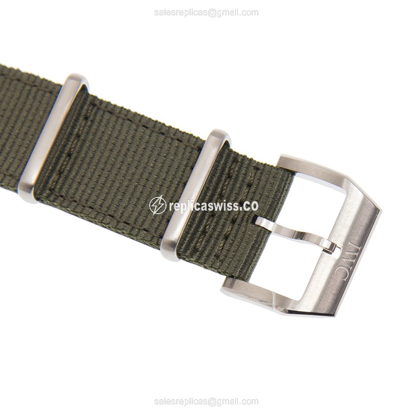 IWC PILOTS Replica - Automatic - Black Dial - Green Canvas Strap - Buckle Clasp - View 3