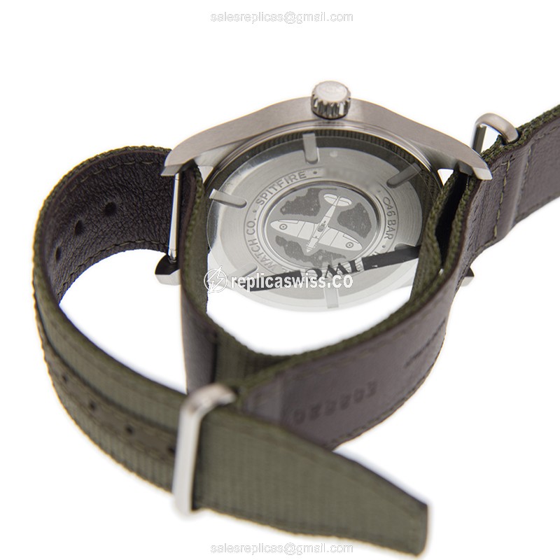 IWC PILOTS Replica - Automatic - Black Dial - Green Canvas Strap - Buckle Clasp - View 4