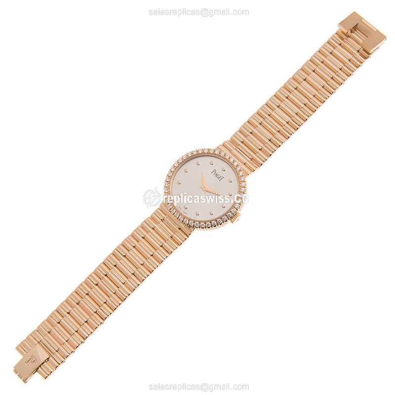 Piaget Tradition Replica - Manual - 18kt Rose Gold - Diamonds - Silver Dial - View 2
