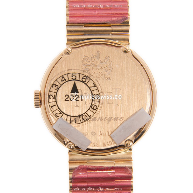 Piaget Tradition Replica - Manual - 18kt Rose Gold - Diamonds - Silver Dial - View 4