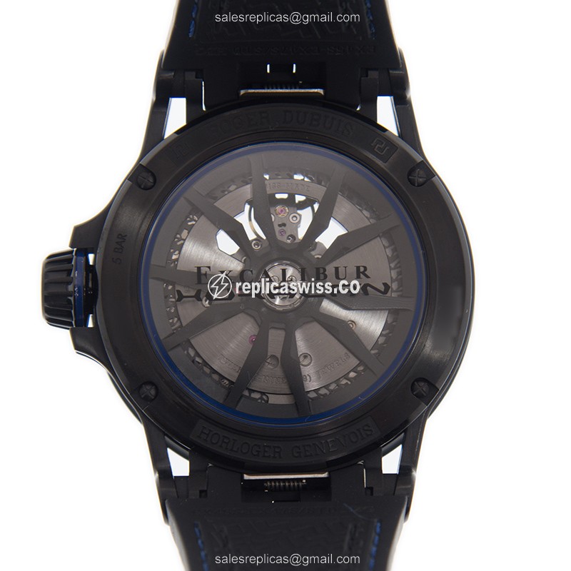 Roger Dubuis EXCALIBUR Spider Automatic Titanium - Black Dial Blue Leather Strap - View 3