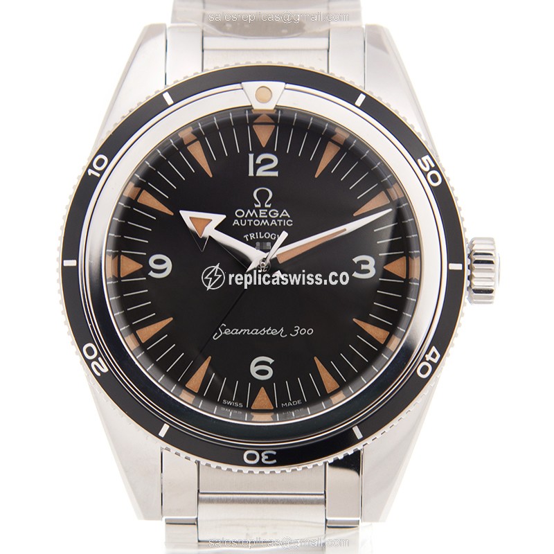 Omega OMEGATRILOGY1957SET Replica - Automatic - Black Dial on Silver Steel Strap - View 3