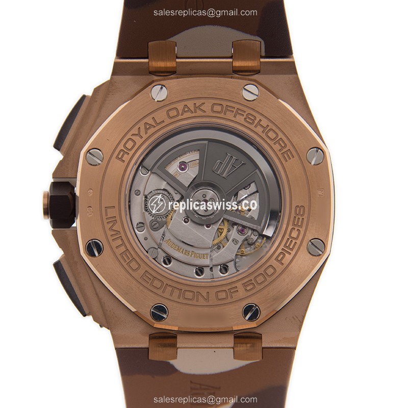Automatic ROYAL OAK OFFSHORE - 18kt Rose Gold - Brown Dial - Rubber Strap - Buckle Clasp - View 3