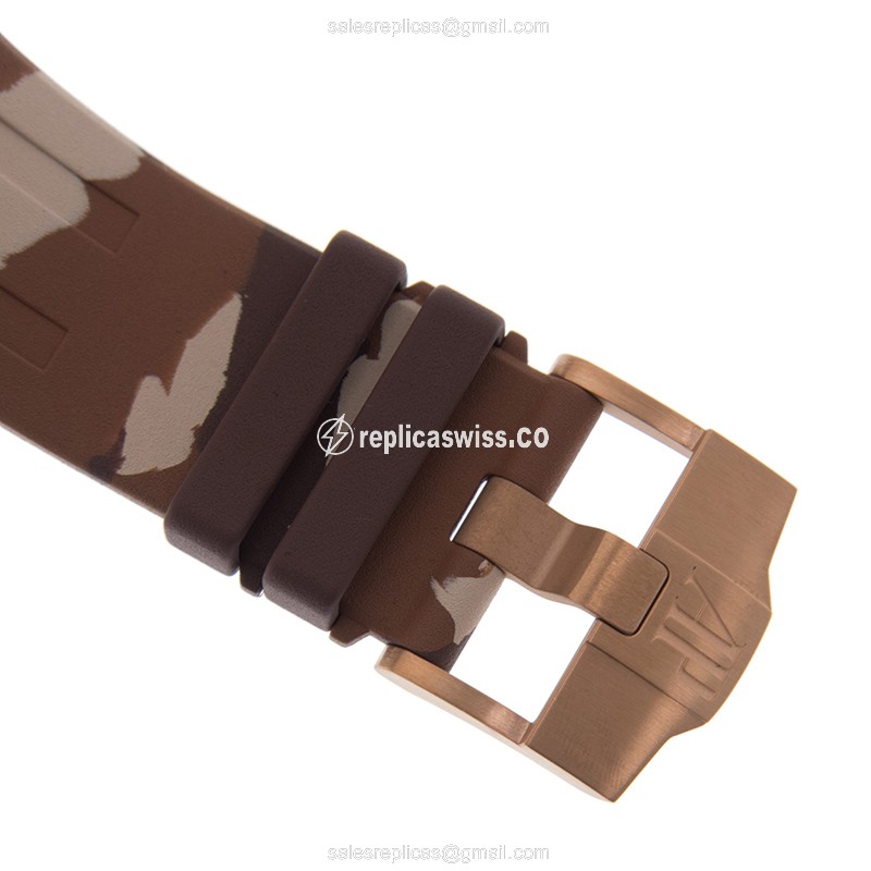 Automatic ROYAL OAK OFFSHORE - 18kt Rose Gold - Brown Dial - Rubber Strap - Buckle Clasp - View 4