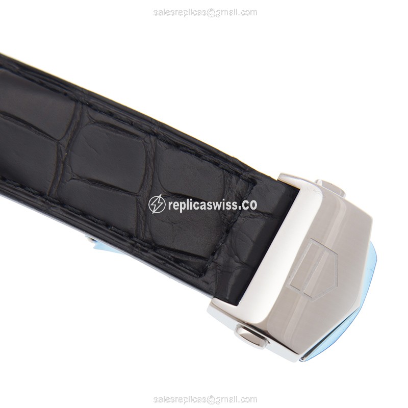 Tag Heuer Manaco Quartz Replica - Black Dial - Leather Strap - Buckle Clasp - View 4