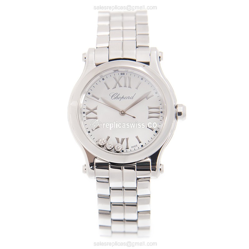 Chopard Happy Sport Quartz - Stainless Steel Case - White Dial - Silver Strap - View 2