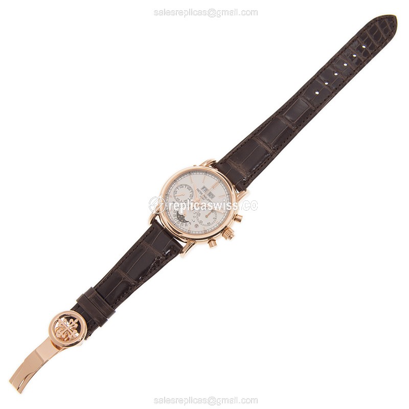 Patek Philippe 5204R-001 Grand Complications - Manual Wind - 18kt Rose Gold - White Dial - Brown Alligator Strap - View 2