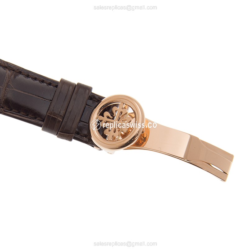 Patek Philippe 5204R-001 Grand Complications - Manual Wind - 18kt Rose Gold - White Dial - Brown Alligator Strap - View 4