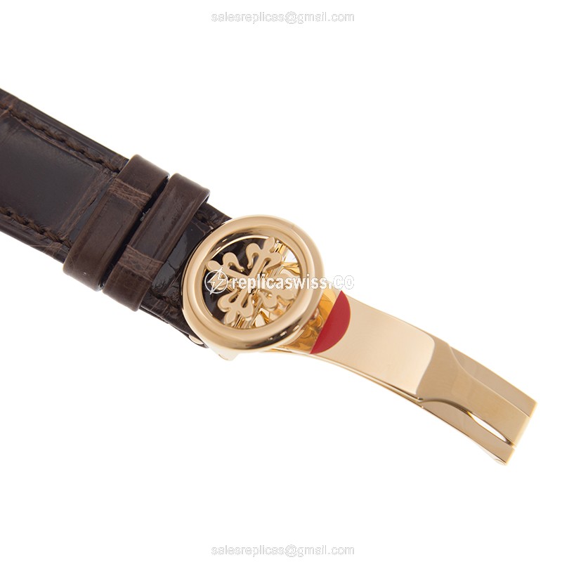 Patek Philippe 5231J-001 Replica - Automatic - 18kt Gold - White Dial - Brown Leather Strap - View 4