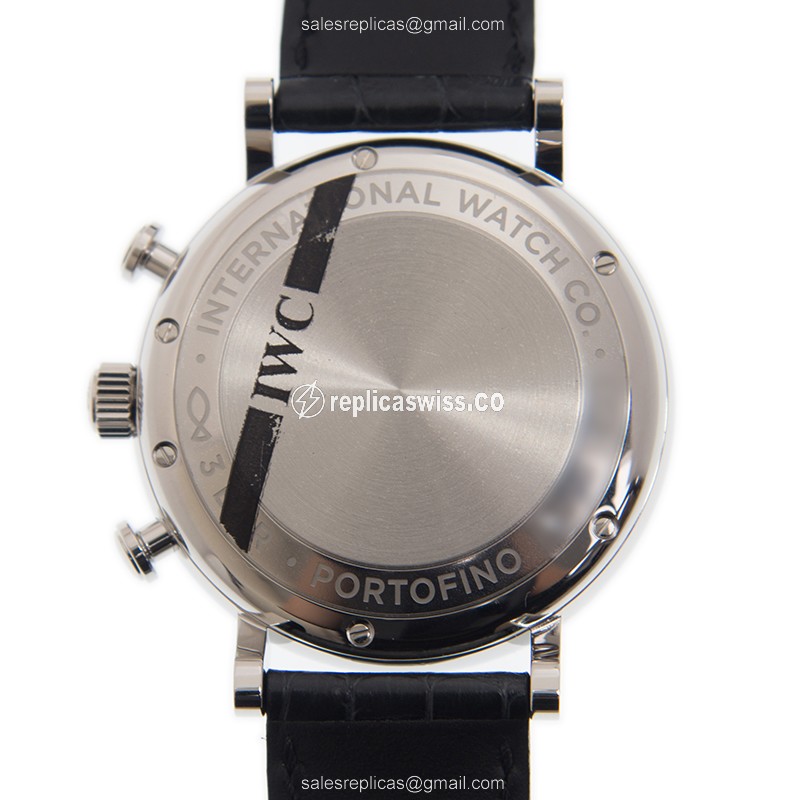 IWC Portofino Automatic - Black Dial - Stainless Steel Case - Black Alligator Strap - Buckle Clasp - View 3