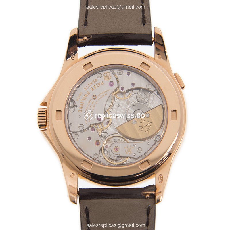 Patek Philippe 5131R-011 Complications - Auto - 18kt Rose Gold - Blue Dial - Brown Alligator - View 3