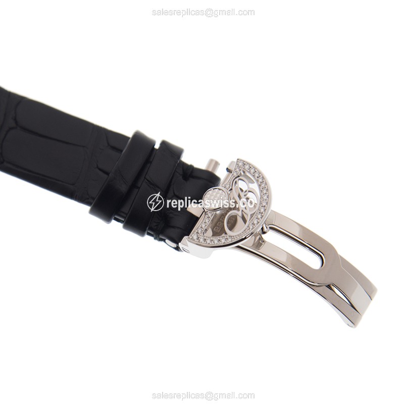 Breguet REINE DE NAPLES 8928BB/51/944/DD0D - Auto 18kt White Gold - Diamond Bezel - White Dial - Black Leather Strap - View 4