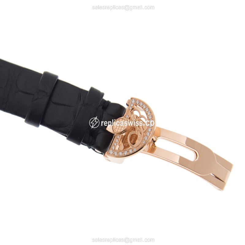 Breguet REINE DE NAPLES Replica - Automatic - 18kt Rose Gold - Diamond Dial - Silver - Leather Strap - View 4