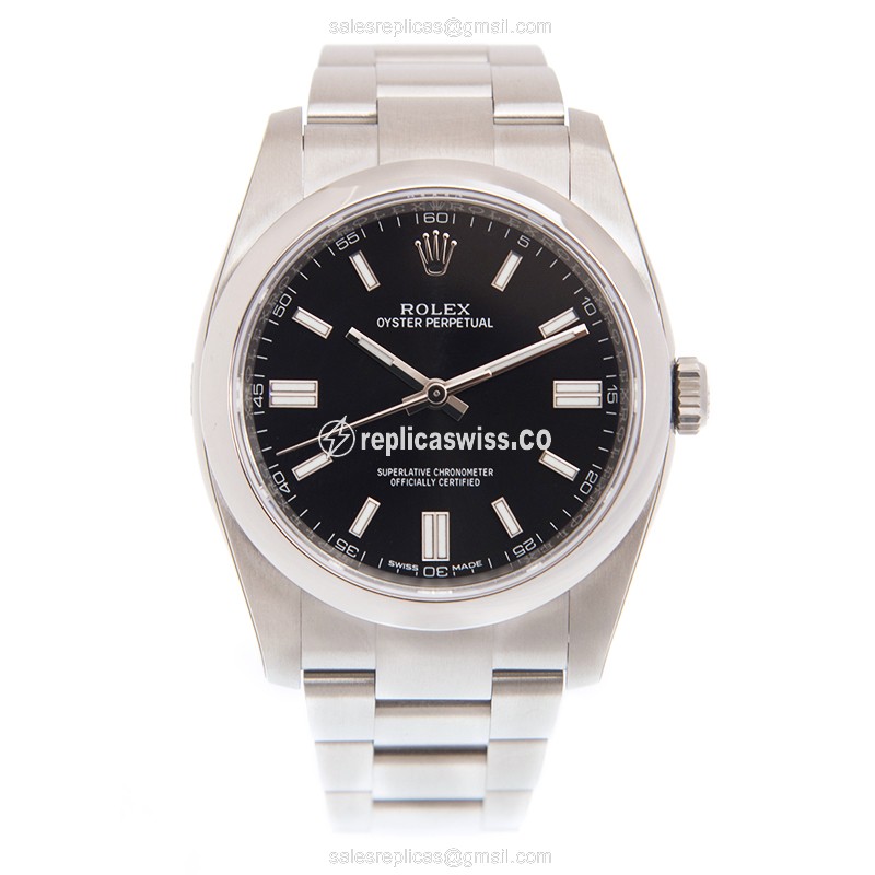 Rolex Datejust Replica | Automatic | Stainless Steel | Black Dial on Silver Strap - View 2
