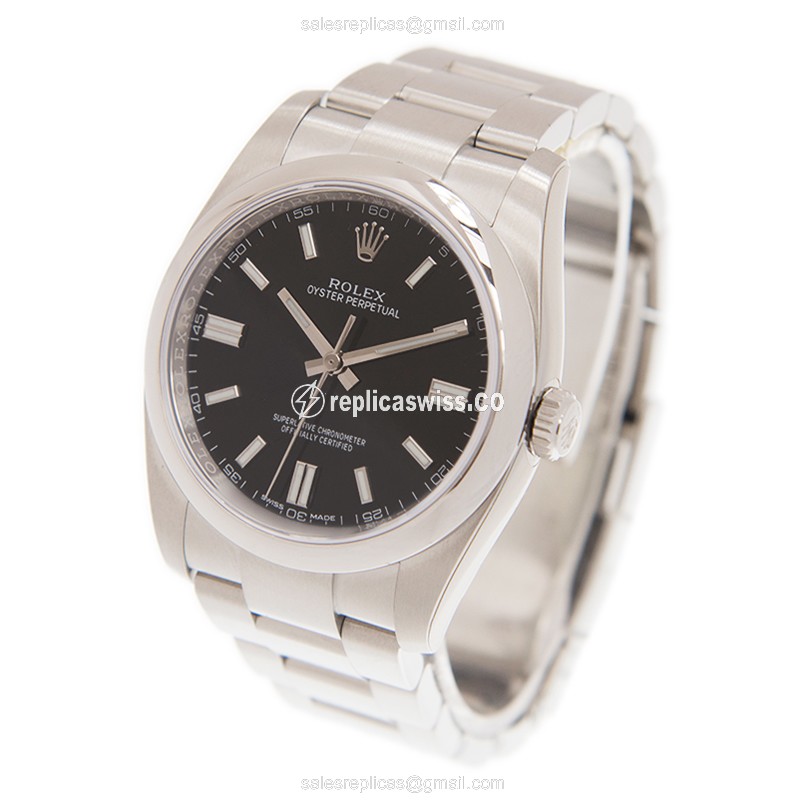 Rolex Datejust Replica | Automatic | Stainless Steel | Black Dial on Silver Strap - View 3