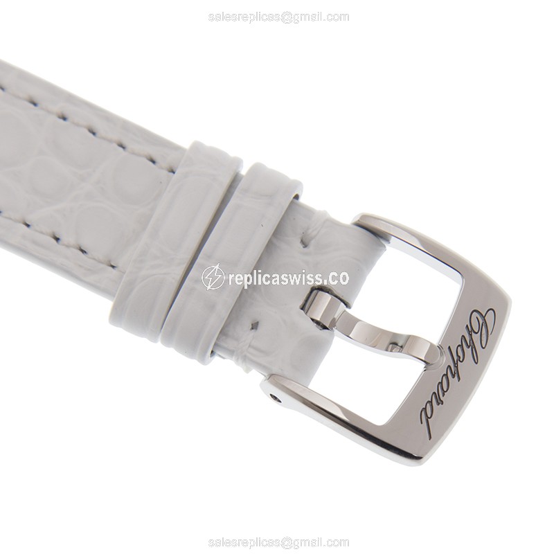 Chopard Happy Sport 278573-6020 Replica - Auto - 18kt Gold & Diamond - White Dial - Alligator White Buckle - View 4