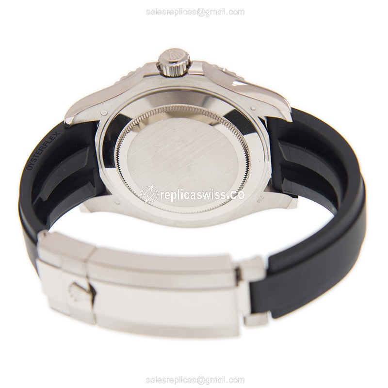 Rolex Yacht Master Replica - 18kt Gold - Automatic - Black Dial, Rubber Strap - View 4