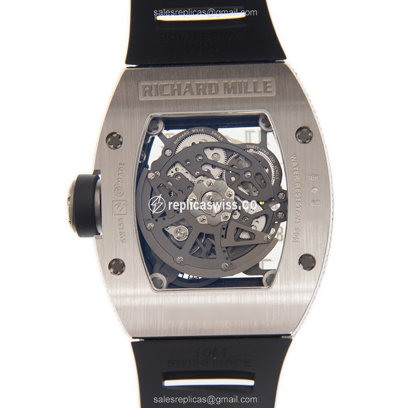 Richard Mille RM029-WG Replica - Automatic Movement - Stainless Steel Case - Skull Dial - Black Rubber Strap - View 3